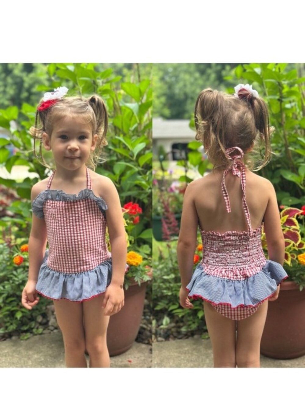 StellyBelly | Red white and Blue Halter One Piece Bodysuit | Size 4T